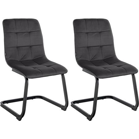 Lote de 2 Sillas de Confidente ALISA, Grueso Acolchado, Estructura Metálica, en Terciopelo color Negro