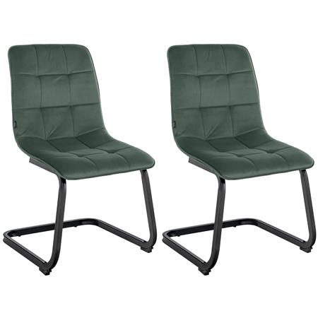 Lote de 2 Sillas de Confidente ALISA, Grueso Acolchado, Estructura Metálica, en Terciopelo color Verde Oscuro