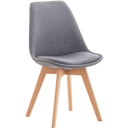 Silla de Confidente SKYLER, Diseño Nórdico, Patas Claras, en Tela Gris Claro