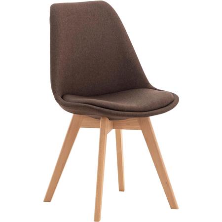 Silla de Confidente SKYLER, Diseño Nórdico, Patas Claras, en Tela Marrón