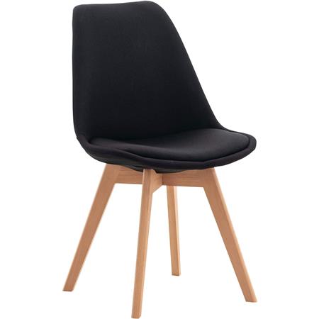 Silla de Confidente SKYLER, Diseño Nórdico, Patas Claras, en Tela Negro