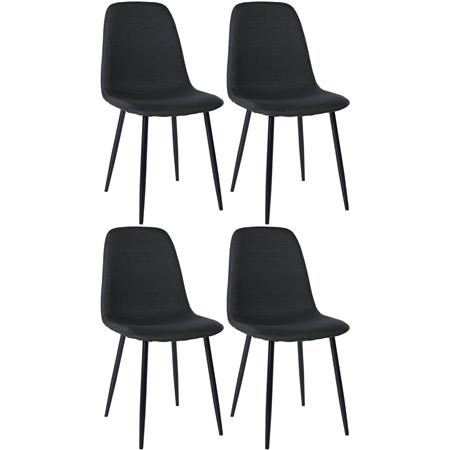 Lote de 4 sillas de Confidente NAIPES, Robusta Estructura Metálica, en Tela color Negro