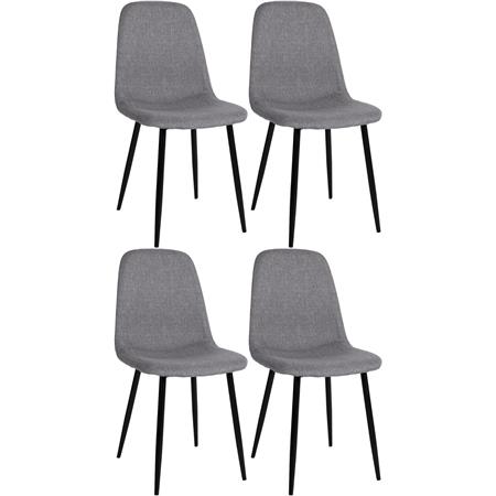 Lote de 4 sillas de Confidente NAIPES, Robusta Estructura Metálica, en Tela color Gris