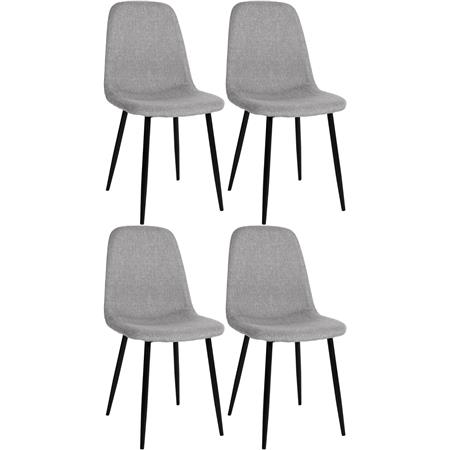 Lote de 4 sillas de Confidente NAIPES, Robusta Estructura Metálica, en Tela color Gris Claro