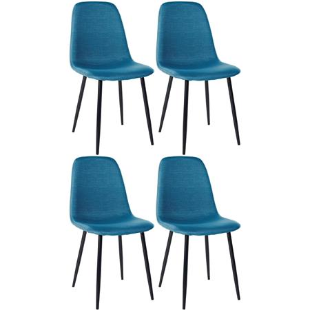 Lote de 4 sillas de Confidente NAIPES, Robusta Estructura Metálica, en Tela color Azul