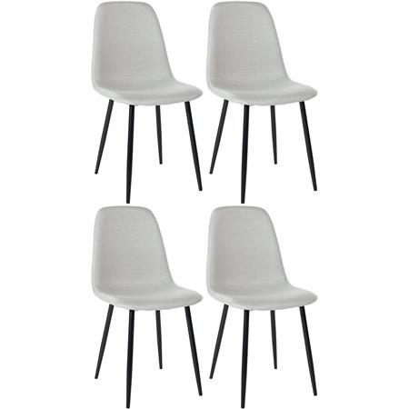 Lote de 4 sillas de Confidente NAIPES, Robusta Estructura Metálica, en Tela color Crema