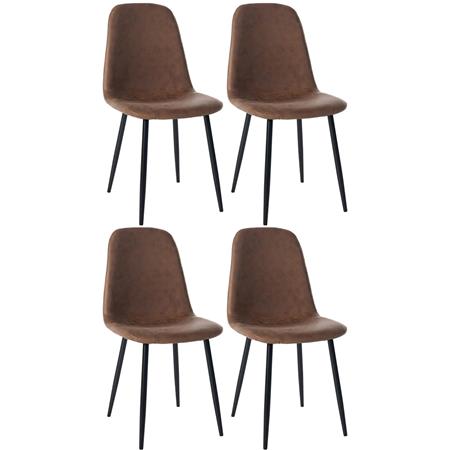 Lote de 4 sillas de Confidente NAIPES, Robusta Estructura Metálica, en Piel color Marrón