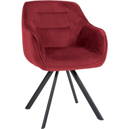 Silla de Confidente CLODIS, Patas Metálicas Negras, en Terciopelo color Burdeos