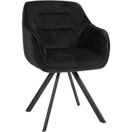 Silla de Confidente CLODIS, Patas Metálicas Negras, en Terciopelo color Negro