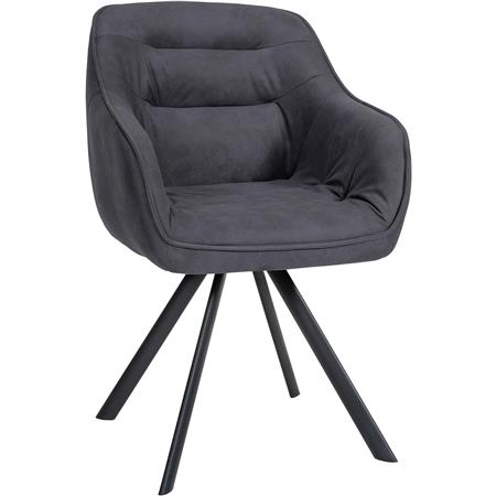 Silla de Confidente CLODIS, Patas Metálicas Negras, en Tela color Negro
