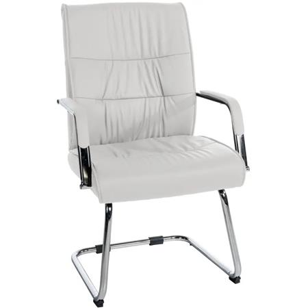 Silla de Confidente HIBERT, Estructura Metálica, Gran Acolchado en Piel color Blanco