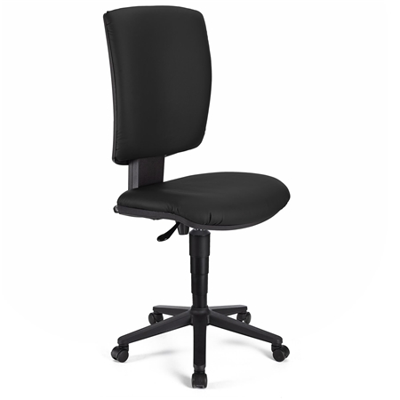 DEMO# Silla de Oficina ATLAS SIN BRAZOS PIEL, Respaldo Ajustable, Gran Acolchado, En Negro