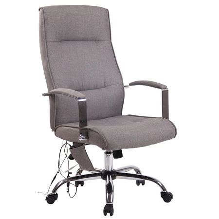 DEMO# Silla de Oficina PONTIAC MASAJE TELA, Grueso Acolchado, Base Metálica, color Gris Claro