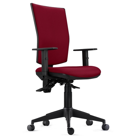 DEMO# Silla Ergonómica ATLANTA, Mecanismo Sincronizado, Uso 8 Horas, en Tela Burdeos