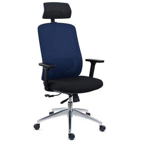 DEMO# Silla Ergonómica ASTRA LUX, Reposacabezas, Asiento Ajuste Profundidad, Mecanismo Sincro, Uso 8H, Azul