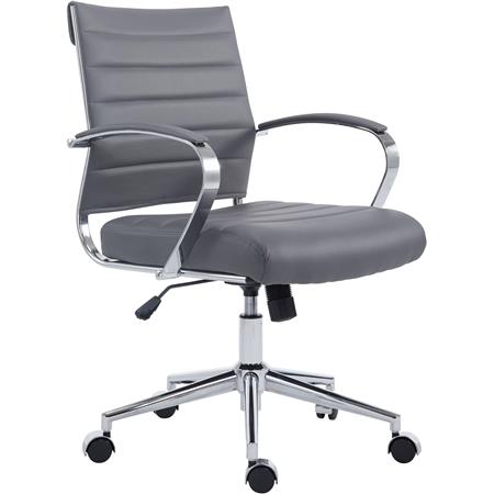 Silla de Oficina EVERY, Diseño Elegante, Estructura Metálica, en Piel Sintética color Gris