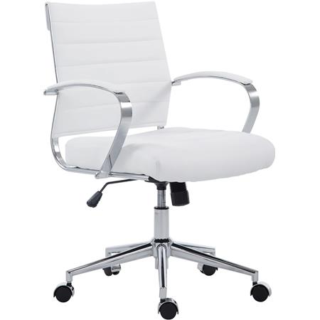 Silla de Oficina EVERY, Diseño Elegante, Estructura Metálica, en Piel Sintética color Blanco