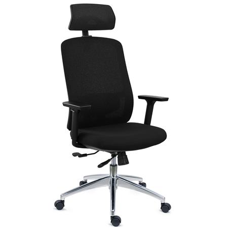DEMO# Silla Ergonómica ASTRA LUX, Reposacabezas, Asiento Ajuste Profundidad, Mecanismo Sincro, Uso 8H, Negro
