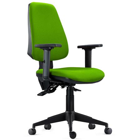 DEMO# Silla Ergonómica INDIANA PRO, Uso Intensivo 8H, Reclinable, Brazos 2D, Tela Verde