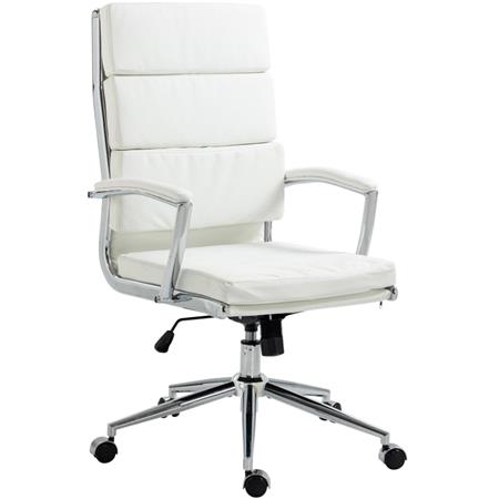 Silla de Oficina TODRA, Elegante Diseño Clásico, Muy Confortable, en Piel Blanca
