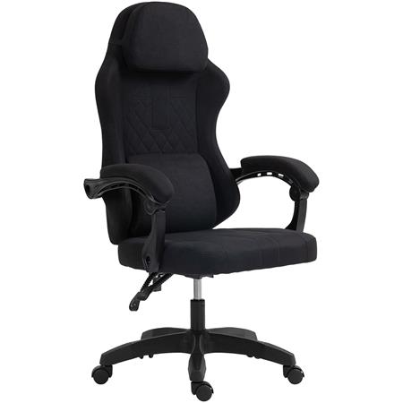 Silla Gaming VENOM, Reclinable, con Cojines Lumbar y Cervical, en Tela Negra