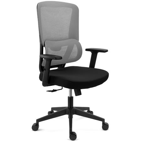 Silla Ergonómica SUPRA, Soporte Lumbar Adaptable, Uso 8H, Tela y Malla Transpirable, Gris