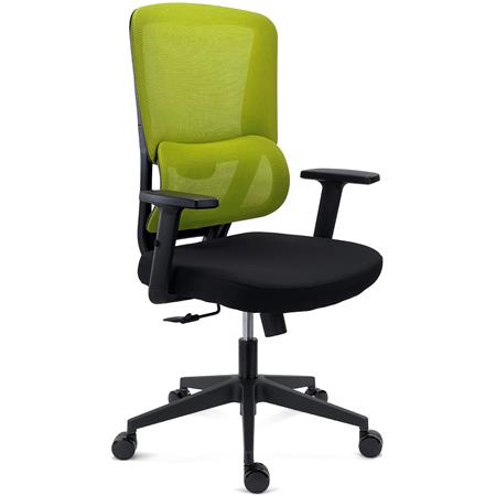 Silla Ergonómica SUPRA, Soporte Lumbar Adaptable, Uso 8H, Tela y Malla Transpirable, Verde