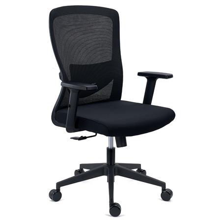 Silla de Oficina NOTE, Soporte Lumbar Ajustable, Confort 8H, Tela y Malla Transpirable Negra