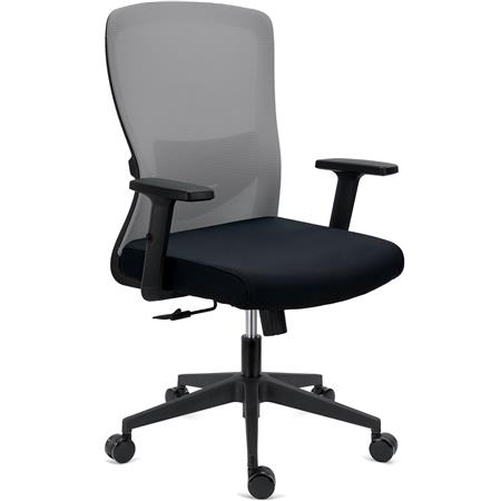 Silla de Oficina NOTE, Soporte Lumbar Ajustable, Confort 8H, Tela y Malla Transpirable Gris