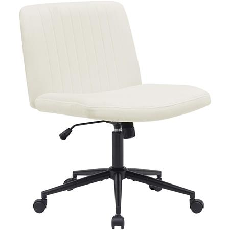 Silla de Oficina SONNY, Diseño Compacto, Base Metálica, en Terciopelo color Crema