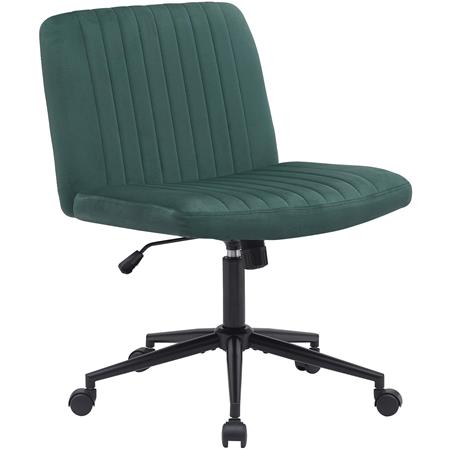 Silla de Oficina SONNY, Diseño Compacto, Base Metálica, en Terciopelo color Verde