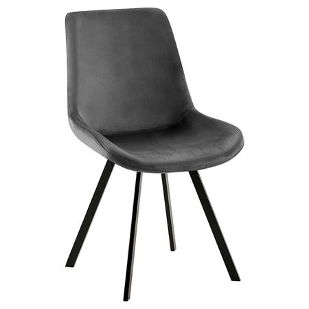 Silla de Confidente UNAMI, Grueso Acolchado, en Terciopelo color Gris Oscuro