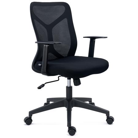 Silla de Oficina GINGER, Mecanismo Basculante, Robusta y Versátil, En Tela y Malla Transpirable, Negro