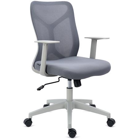 Silla de Oficina GINGER, Mecanismo Basculante, Robusta y Versátil, En Tela y Malla Transpirable, Gris
