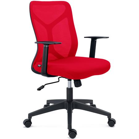 Silla de Oficina GINGER, Mecanismo Basculante, Robusta y Versátil, En Tela y Malla Transpirable, Rojo