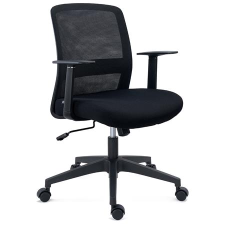 Silla de Oficina YOSEMITE, Mecanismo Basculante, Soporte Lumbar, En Tela y Malla Transpirable, Negro