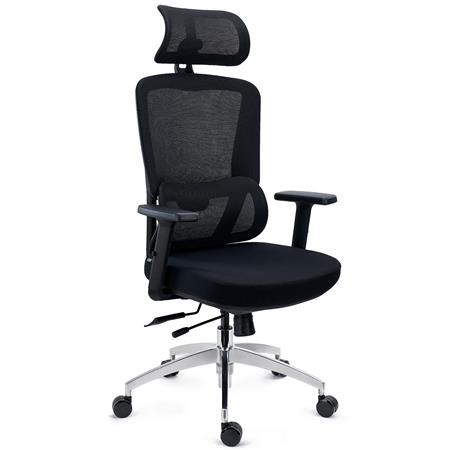 Silla Ergonómica SUPRA MAX, Avanzados Ajustes, Uso Profesional 8H, Tela y Malla Transpirable, Negro