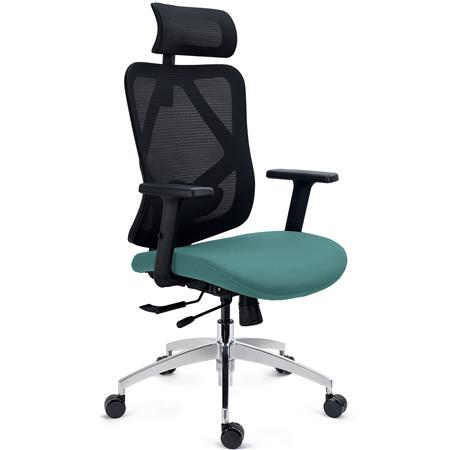 Silla Ergonómica LONDON, Soporte Lumbar Ajustable, Asiento Deslizante, Brazos 3D, Uso 8H, Verde