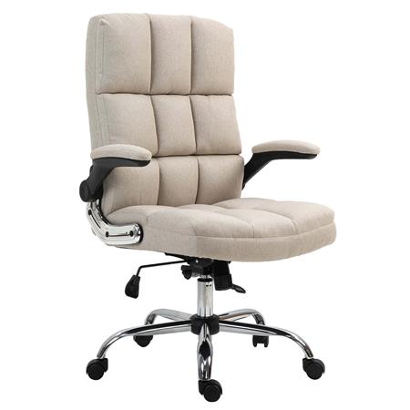 Sillón de oficina ALEXANDER, Gran Acolchado, Brazos Abatibles, En Tela color Marrón claro