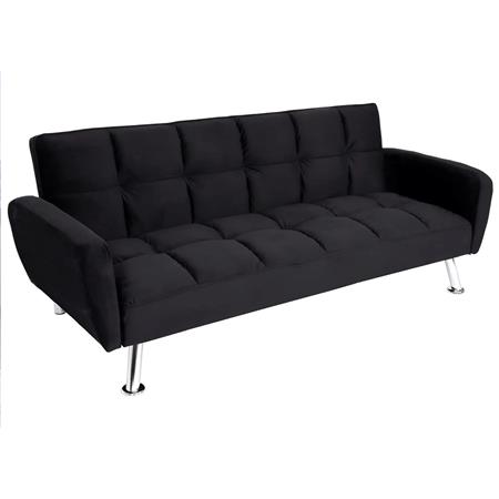 Sofá ERMES, Diseño Moderno y Sofisticado, Convertible en Cama, en Terciopelo color Negro