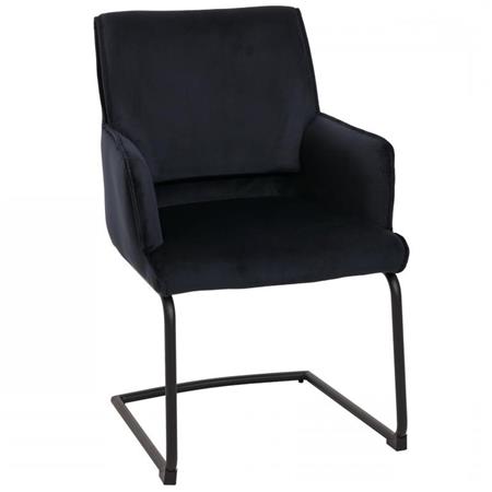 Silla de Confidente NICHOLS, Estructura Metálica Negra, Gran Acolchado en Tela color Azul Oscuro