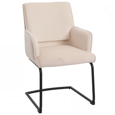 Silla de Confidente NICHOLS, Estructura Metálica Negra, Gran Acolchado en Tela color Crema