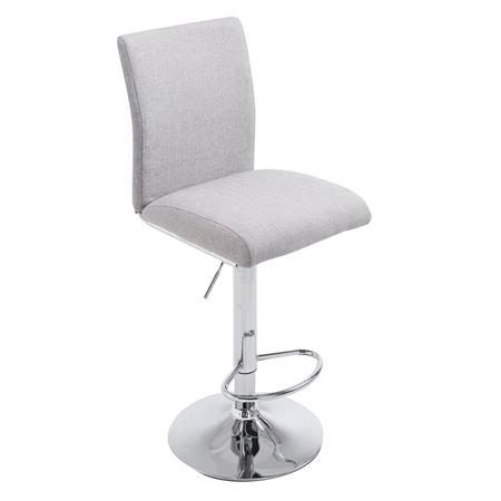 DEMO# Taburete con Respaldo KAYIN, Estructura Metálica, Grueso Acolchado en Tela color Gris Claro
