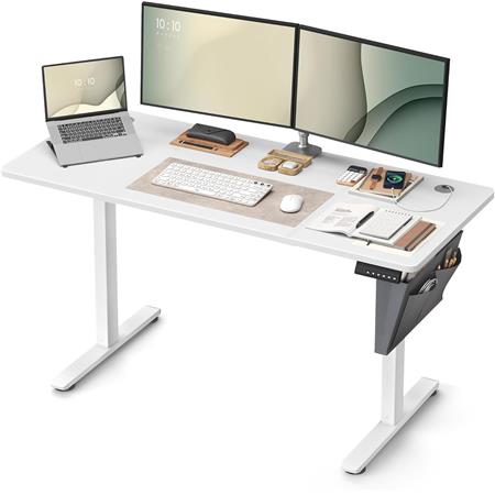 Mesa de Ordenador COHEN, Altura Regulable Eléctrica, 140x60x72-120 cm, color Blanco
