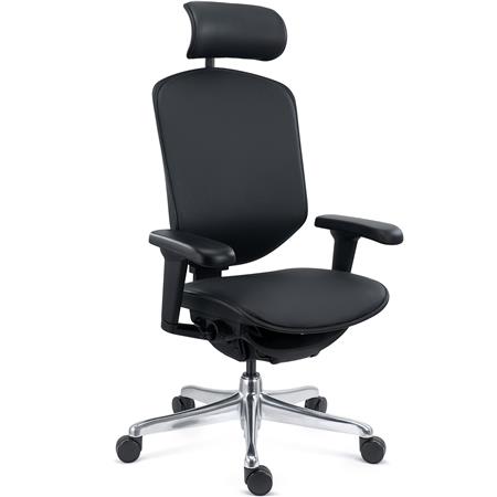 DEMO# Silla Ergonómica ENJOY, Totalmente Ajustable, Calidad Profesional, Exclusivo Diseño, En Piel Negra