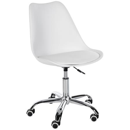 Silla de Oficina BAVIERA, Diseño Moderno, Base Metálica, en Piel color Blanco
