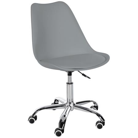 Silla de Oficina BAVIERA, Diseño Moderno, Base Metálica, en Piel color Gris