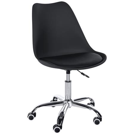 Silla de Oficina BAVIERA, Diseño Moderno, Base Metálica, en Piel color Negro
