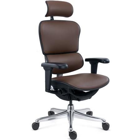 DEMO# Silla Ergonómica ERGOULTRA, 100% Ajustable, Máximas Prestaciones, Excelente Calidad, En Piel Marrón