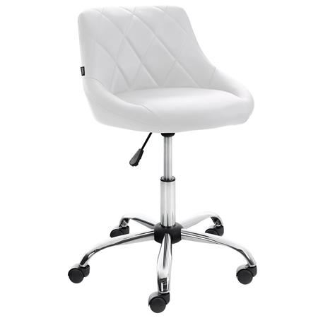 Taburete de Oficina DOVER PIEL, Gran Acolchado, Elegante Diseño, color Blanco